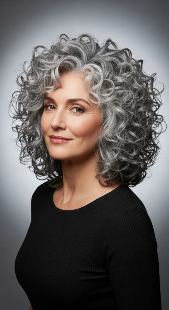 Curly Gray Hairstyle with Volume