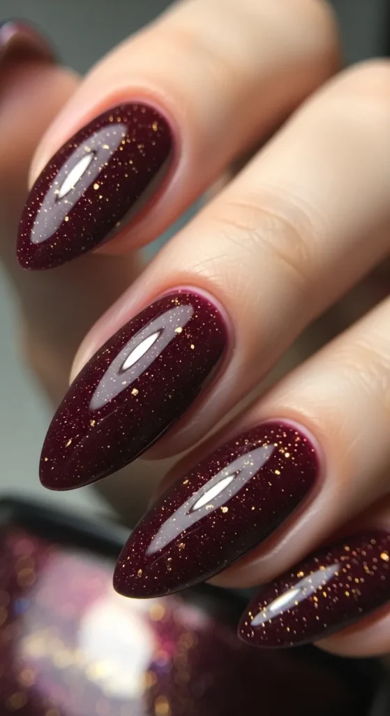 Deep Burgundy with Gold Flecks