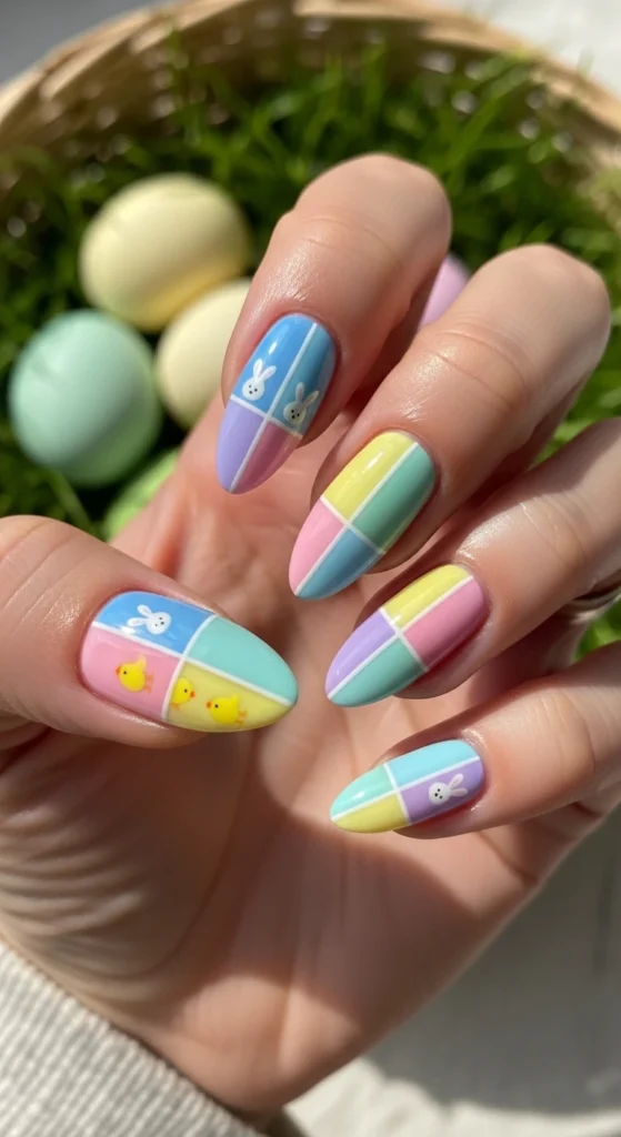 Easter Color Block Nails