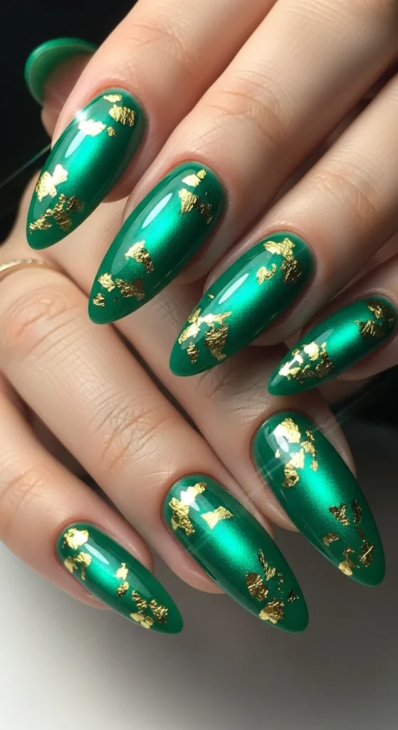 Emerald Aura with Gold Leaf Fragments