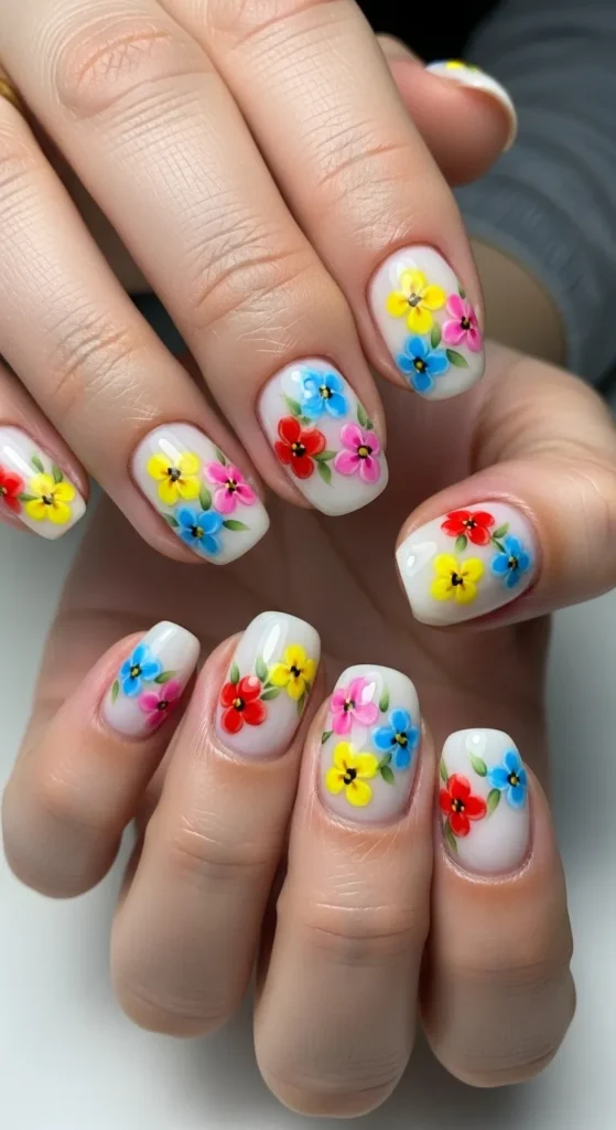 Floral Pops on Milky White