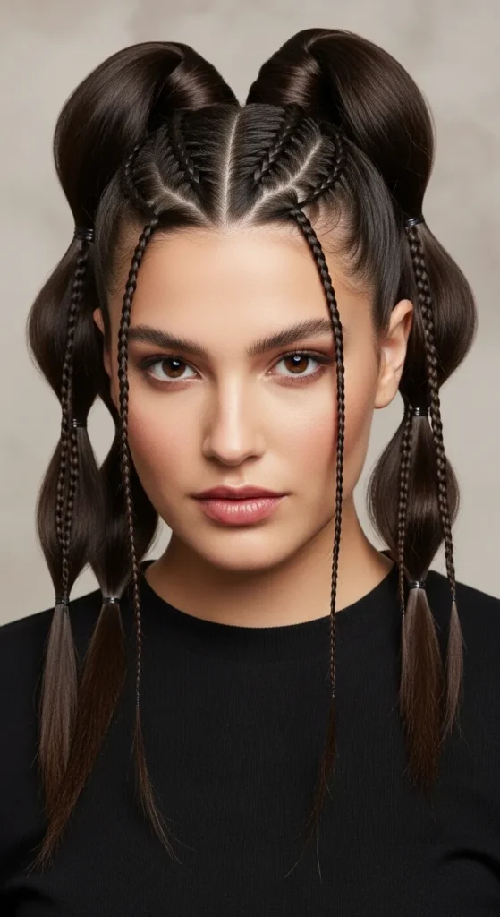 Four-Part Ponytail with Mini Braids