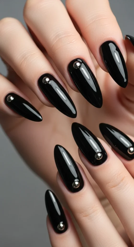 Glossy Black with One Stud nails