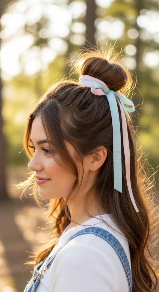 Half-Up Top Knot with Ribbons