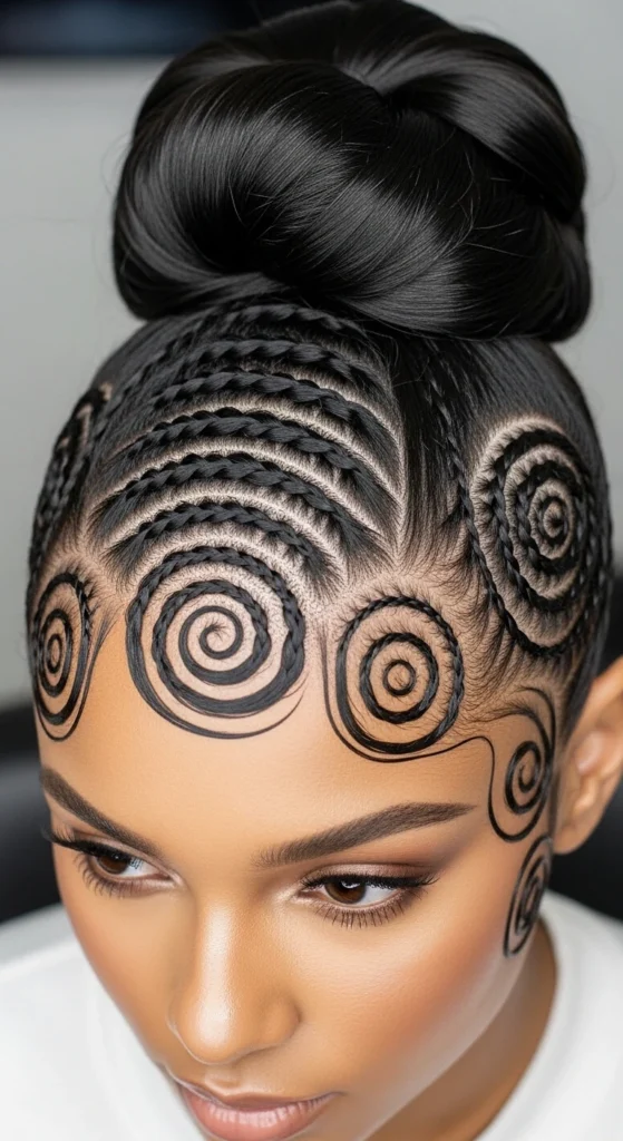 High Bun with Baby Hairs Laid