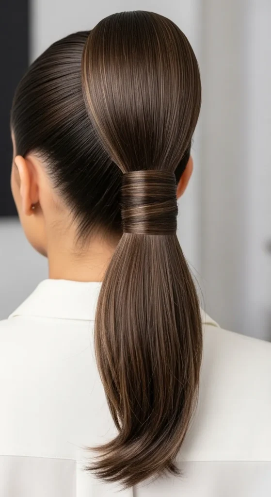 High Pony with Wrapped Strand