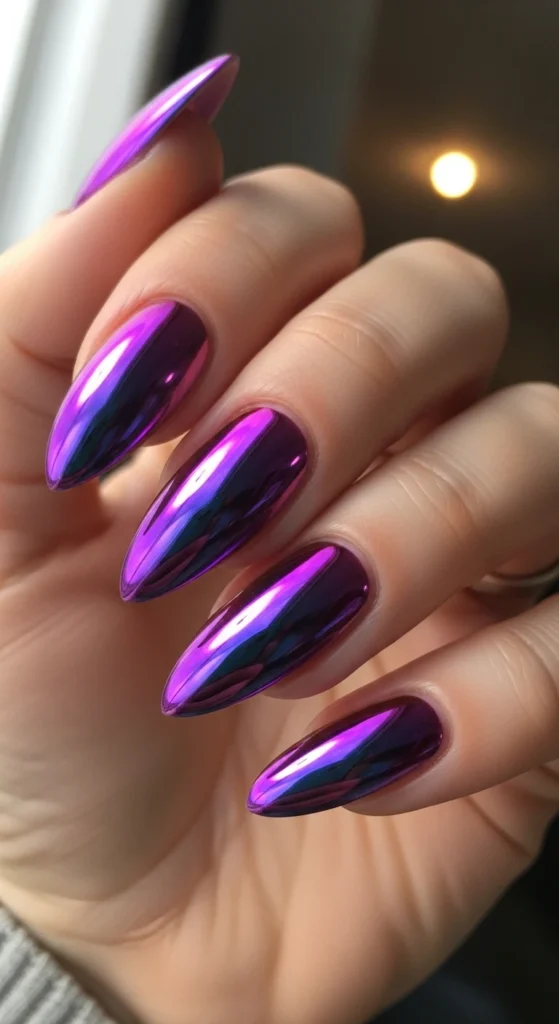 Lavender Chrome Nails