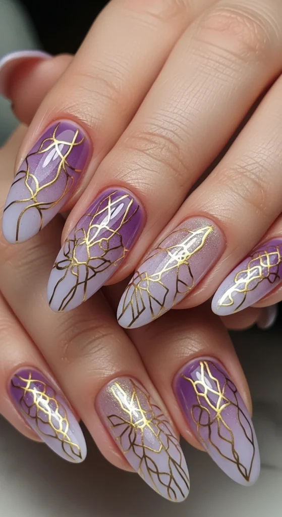 Lavender Mist & Delicate Gold Line Art