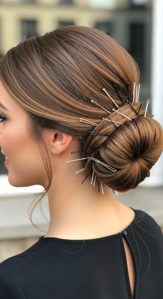 Low Bun with Bobby Pins Hairstyles