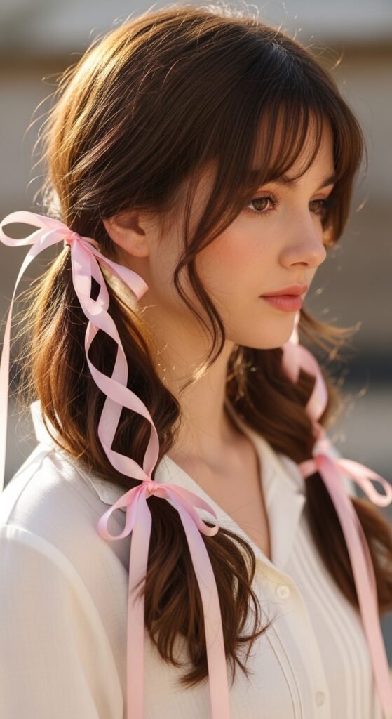 Low Pigtails with Ribbons haircut