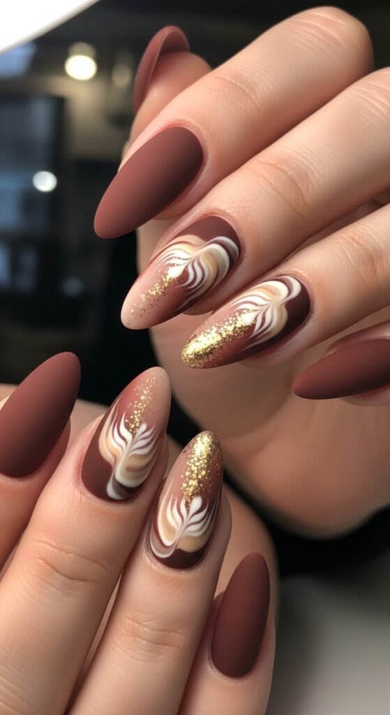 Matte Cherry Mocha Magic Nails