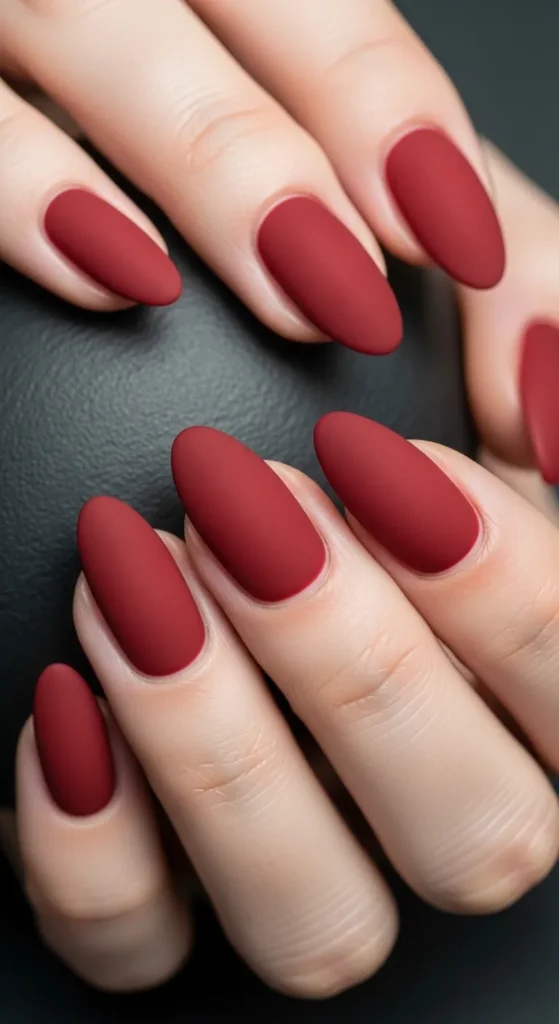 Matte Cherry Red Nails