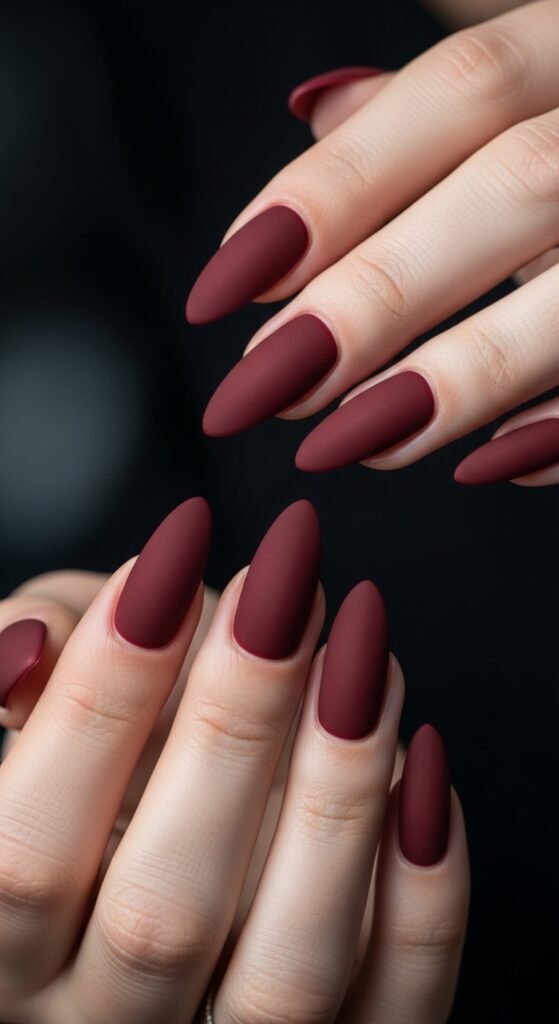 Matte Cherry Wine Drama Nails