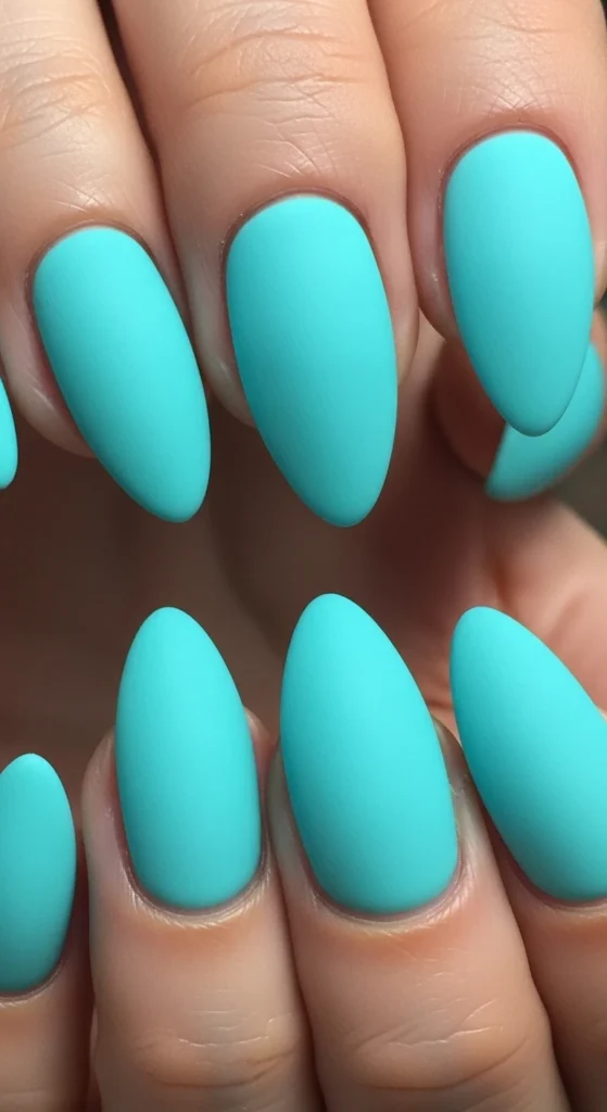 Matte Tiffany Blue Nails