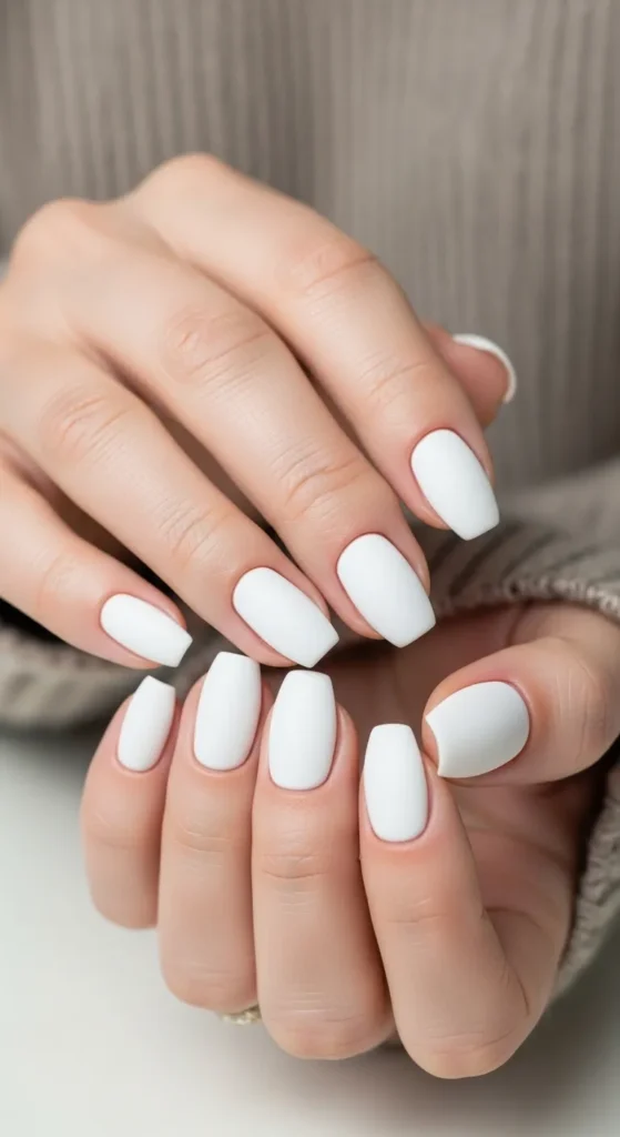 Matte White Nails (Minimalist Winter Chic)