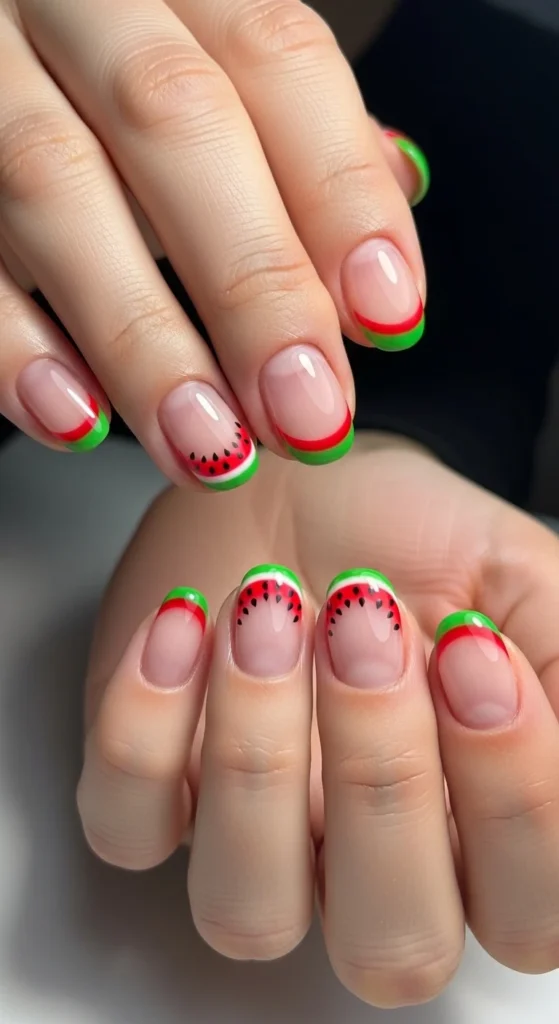 Minimal Watermelon French Tips
