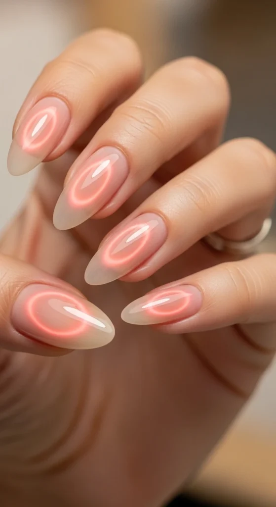 Nude Peach Aura Nails