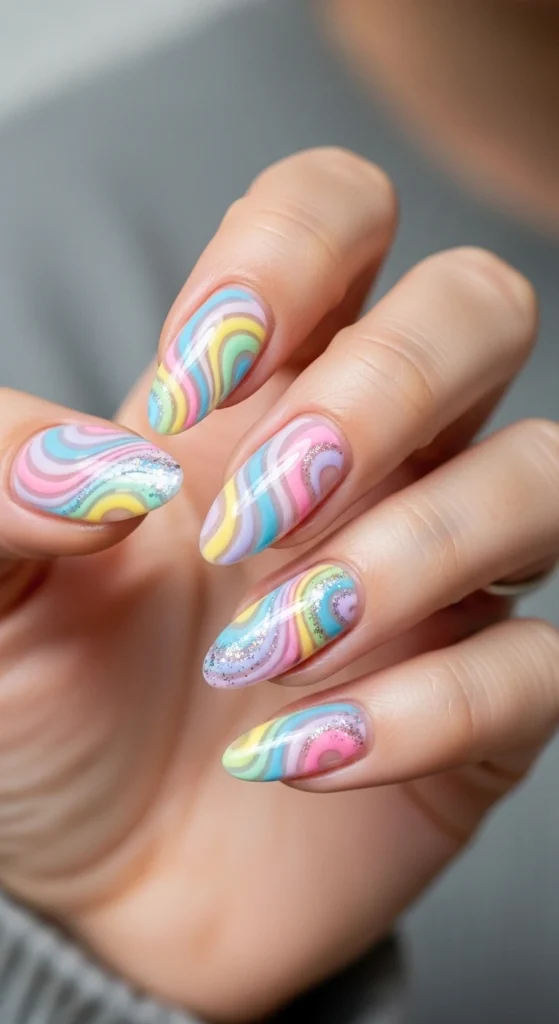 Pastel Swirl Nails