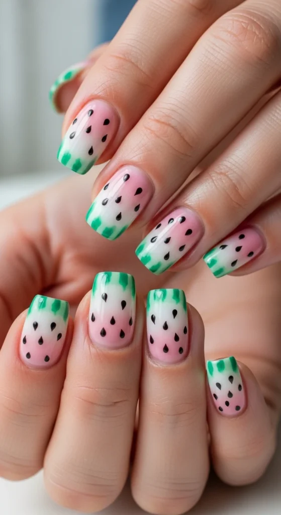 Pastel Watermelon Nails