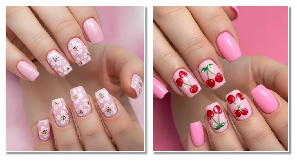Pink Cherry Nails Ideas