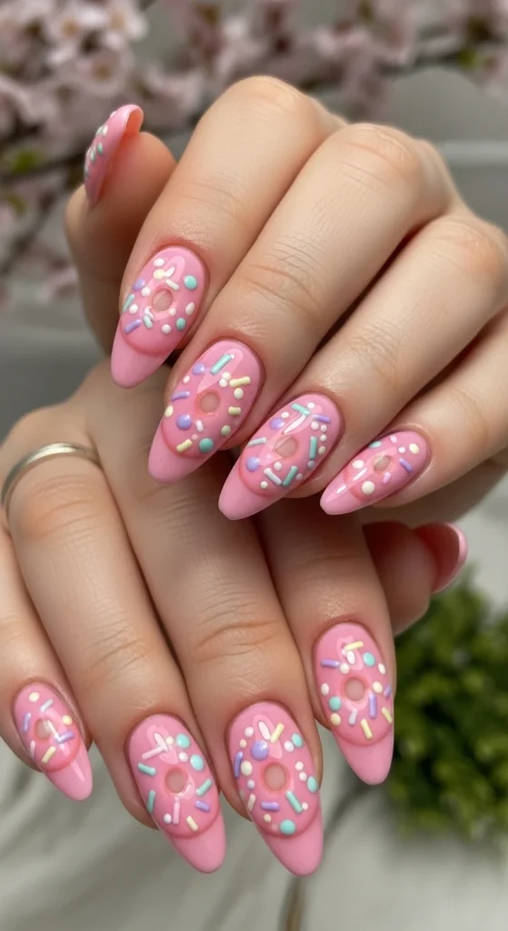 Pink Glazed Donut (Spring Version) nails