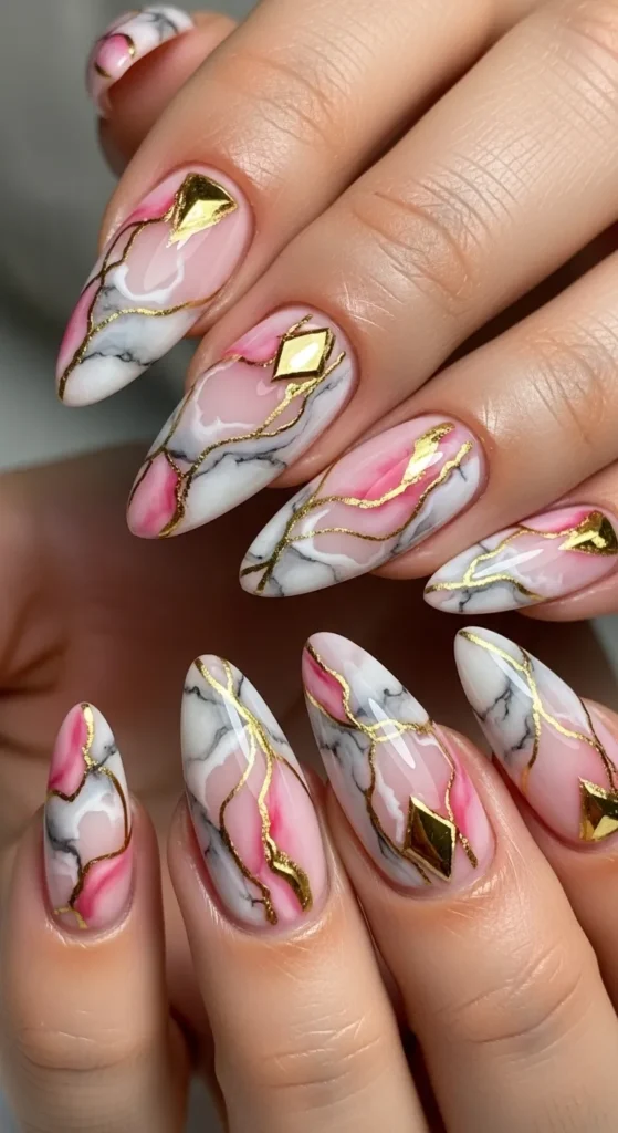 Pink Marble With Gold Accents