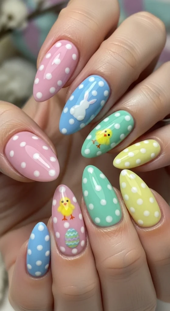 Polka Dot Easter Nails