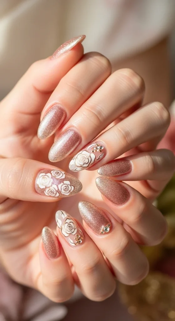 Rose Gold Romance Nails