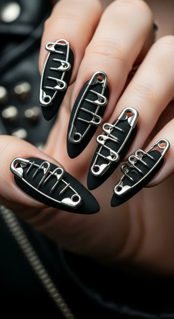 Safety Pin Punk Nails