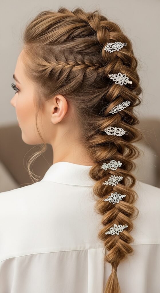 Side Braid with Clips haircut