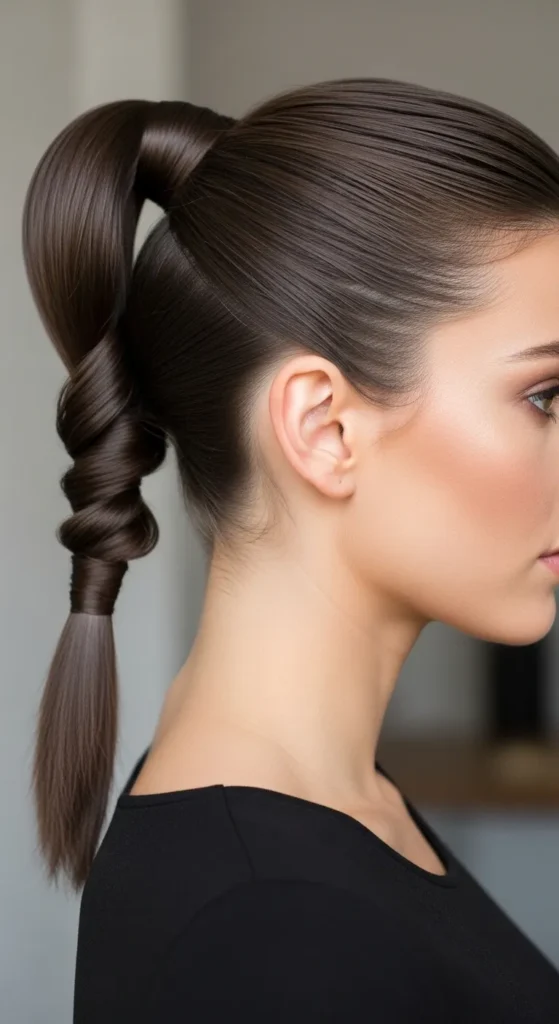Sleek High Ponytail with a Twist