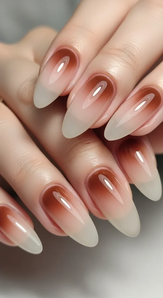 Soft Brown Aura Nails