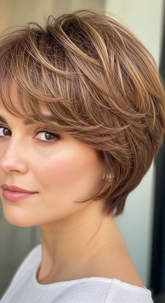 Soft Brown Pixie with Wispy Texture