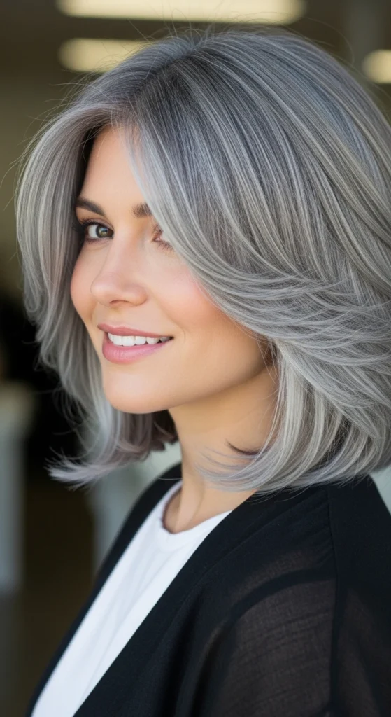Soft Layered Gray Bob