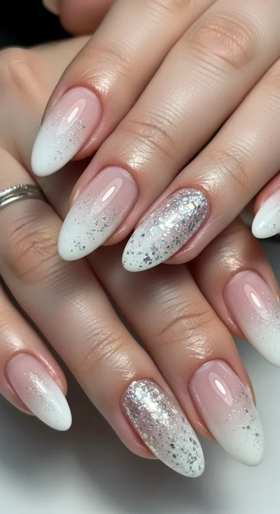 Soft White Ombré (Baby Boomer Nails, But Winter)