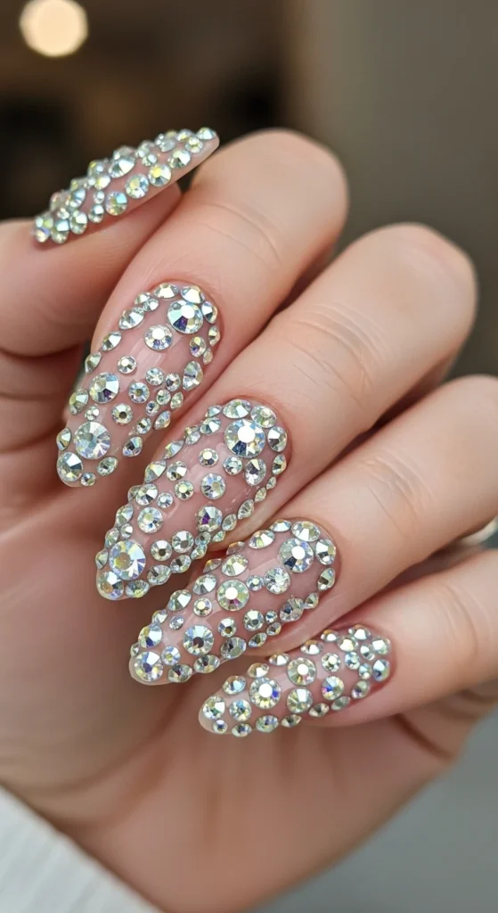 Sparkling Rhinestone Spots nails