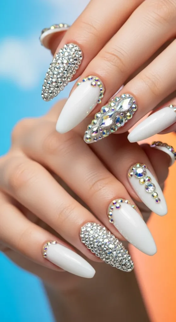 Studded White with Rhinestones