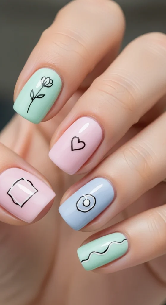 Sweet & Simple Line Art nails