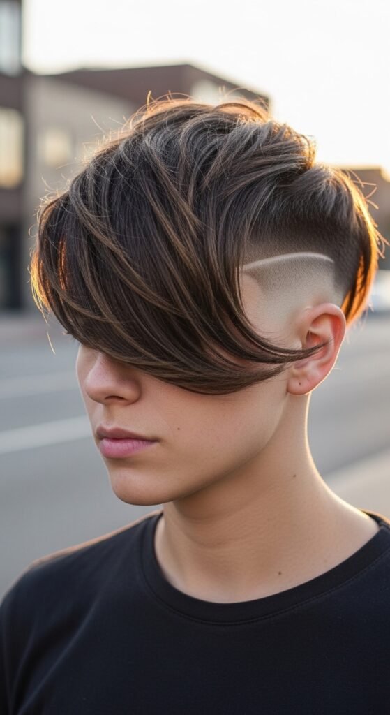 The Long Fringe with Undercut Haircut