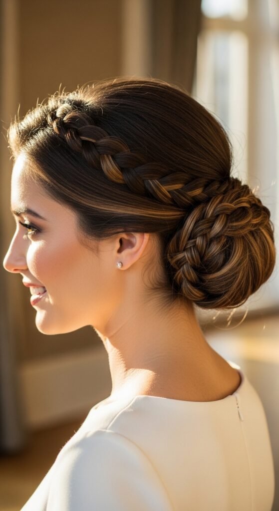 The Low Braided Bun hairstyle