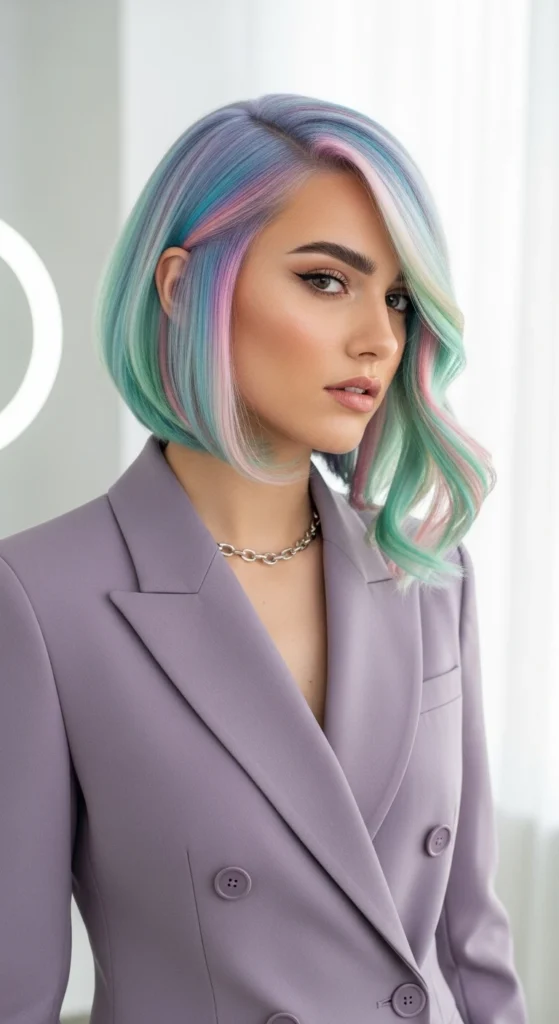The Power-Pastel Suit women haircut
