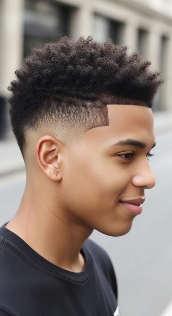 The Short AfroCurly Top with Tapered Sides Haircut