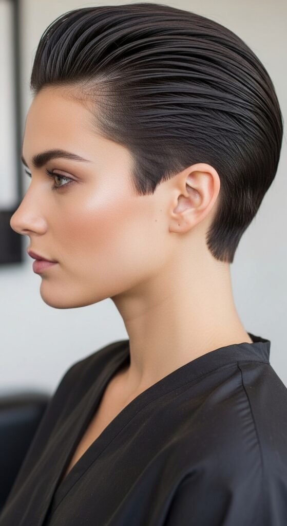 The Slicked-Back Pixie haircut