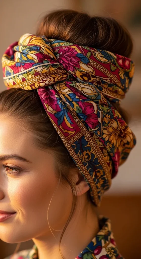 Top Knot with Scarf Wrap