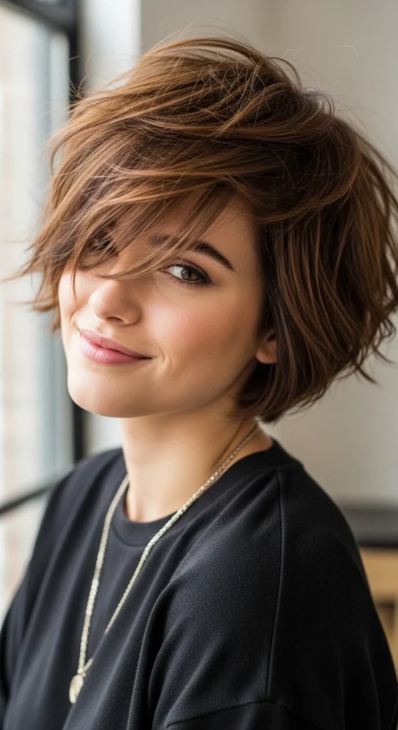 Tousled Brown Pixie