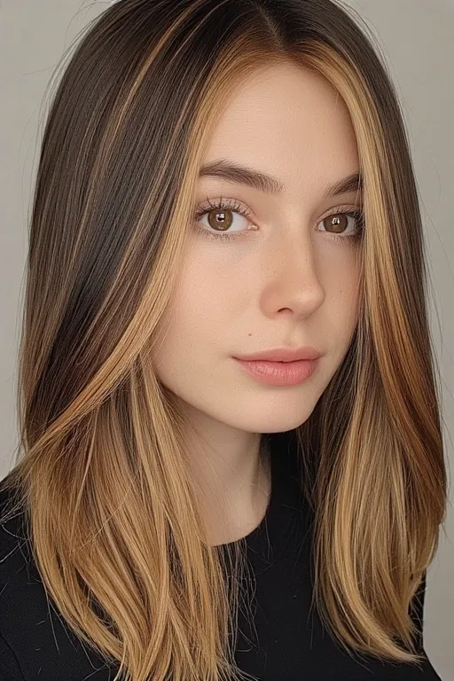 Warm Blonde Highlights With Deep Roots