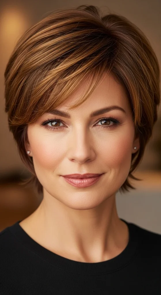 Warm Brown Pixie with Soft Edges