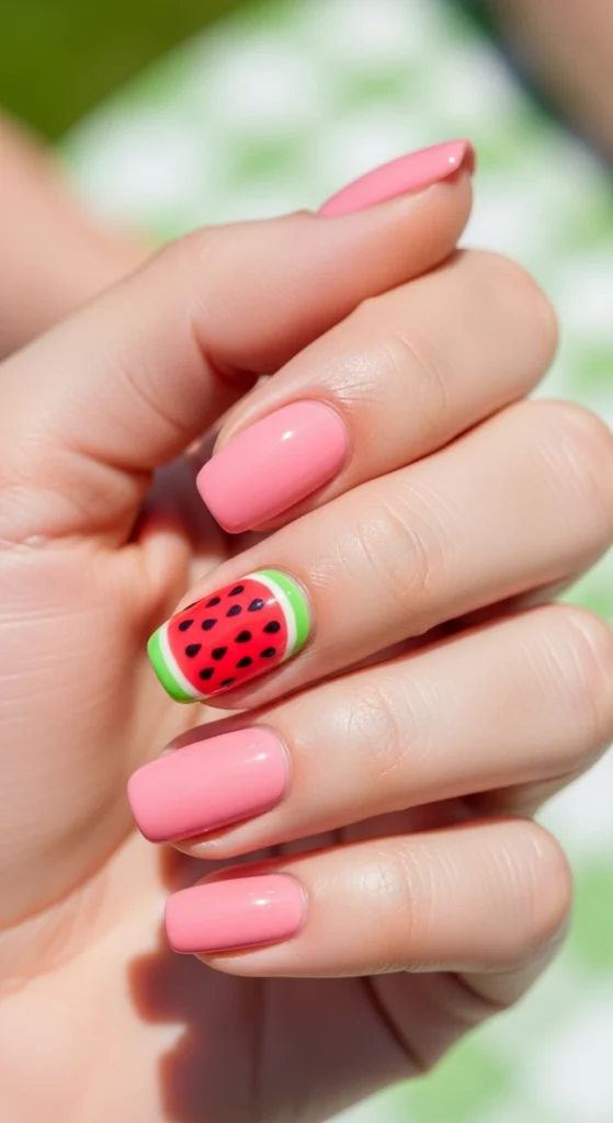 Watermelon Accent Nail Moment
