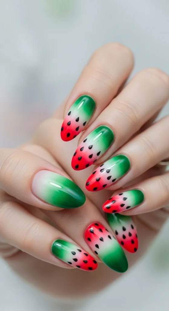 Watermelon Ombre Nails