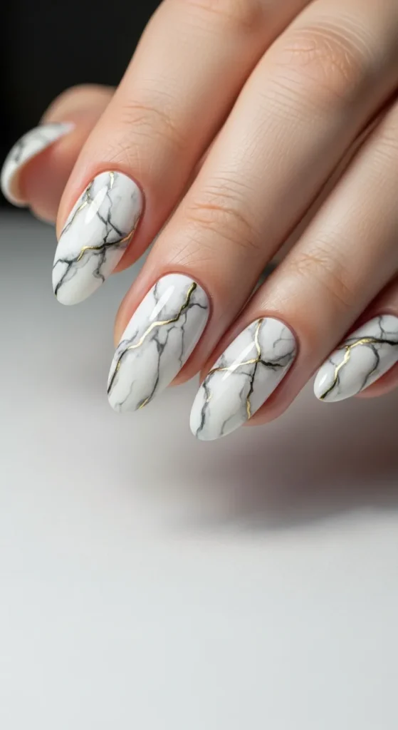White Marble Effect with Veins